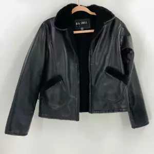 Big Chill Damenjacke Mantel schwarz mit durchgehendem Reißverschluss Taschen Kunstfellbesatz vorne massiv M - Bild 1 von 9