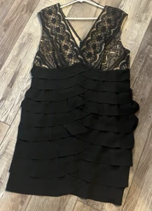 ADRIANNA PAPELL WOMAN DRESS SIZE 16W BLACK LACE COCKTAIL DRESS - Picture 1 of 5