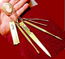 1940 Grooming Barbara Bates CHATELAINE, Thickly Gold Plated: Mustache Comb, File