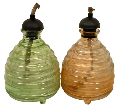2 - Glass Oil lamp Torch Smokeless Bee Hive Outdoor Patio Repellent 6"h x 4"dia - Image 1 of 4