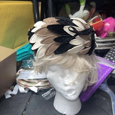 Vintage Miss Kathy New York Neutral Color   Hat Retro 1940s - Image 1 of 4