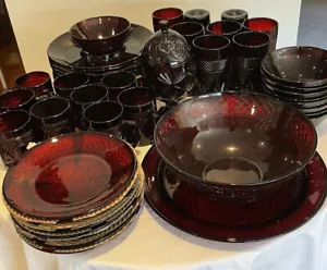 ANTIKES RUBINGLAS VON CRISTAL D' ARQUES/DURAND FRANKREICH - 60-TEILIG (10ER SET) - Bild 1 von 22