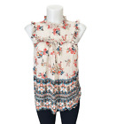 Anthropologie Eri + Ali Keely Floral Ruffled-printed Sleeveless Top Size Xs