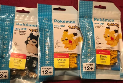 Pokemon Nanoblock - Snorlax and 2 Pikachu BRAND NEW FREE SHIPPING Lot of 3 - Image 1 of 4