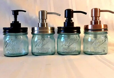 SOAP PUMP Dispenser BALL 1/2 PINT Mason Jar STAINLESS BRONZE BLACK COPPER Small - Image 1 of 4