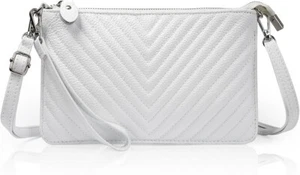White Genuine Leather Clutch Purses for Women, Mini Crossbody Bag Shoulder Po... - Picture 1 of 6