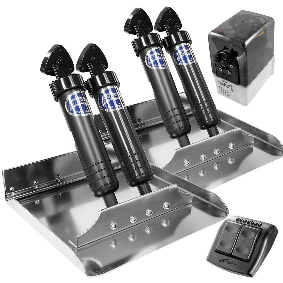 Bennett Sport Trim Tabs 12x12 inch Marine Boat Hydraulic System w/Pump & Control - Image 1 of 1