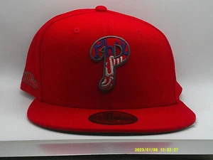 Philadelphia Phillies MLB Script 4 de julio New Era 59FIFTY ajustado 7 3/4 rojo - Imagen 1 de 2
