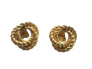 Vintage Shiny Gold Tone Knot Rope Twist Shoe Clips - Picture 1 of 5