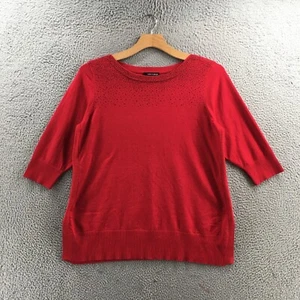 Cable & Gauge Blouse Top Womens 1X Red 3/4 Sleeve Pullover Knit Studded Casual - Picture 1 of 14