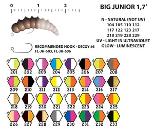 Cebos de gusano de pesca trucha de área plástico UV FL grandes junior bicolores de 1,7 pulgadas - Imagen 1 de 82