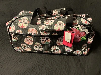 Betsey Johnson Wheeled Weekender 22" Travel Bag Skull Party - Image 1 of 4