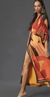 Maxi Vestido Anthropologie Farm Rio Manga Corta Envolvente Frontal Talla XS NUEVO CON ETIQUETAS Foto 1 de 4