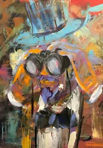 PINTURA AL ÓLEO ORIGINAL LEON GOODMAN Spectator Royal Ascot carreras de caballos kempton - Imagen 1 de 2