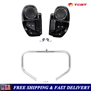 Lower Vented Fairing Speaker Pod & Crash Bar Fit For Harley Road Glide 14-23 - Foto 1 di 15