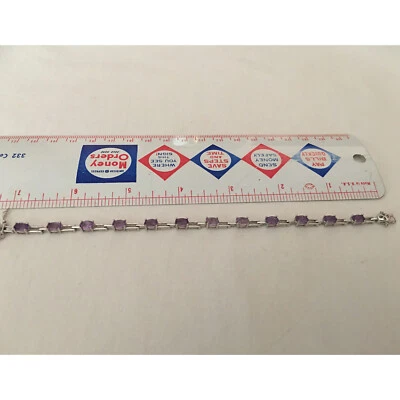 纯银 6 克拉紫水晶网球手链天空 — 第 1/4 张图片