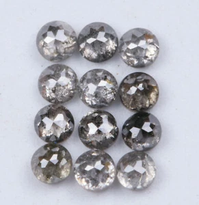 12Pcs 2.8-2.9mm Gray Salt & Pepper Round Rose Diamond Natural Loose Diamond U13 - Picture 1 of 10