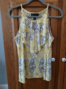 Women's INC International Concepts Yellow, Grey & White Halter Tank Top - Size L - Picture 1 of 5