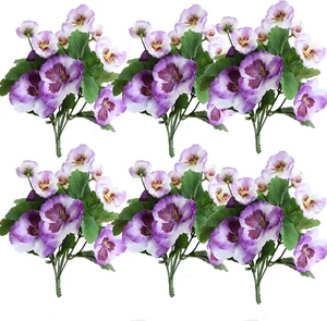 6PCS Artificial Flowers Artificial Pansy Bushes Faux Plastic Flower Fake Plants - Picture 1 of 3