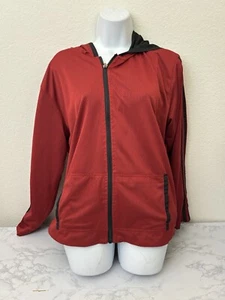 VTG Windbreaker Track Suit Top Womens XL Red Black Reversible Full Zip G - Picture 1 of 6