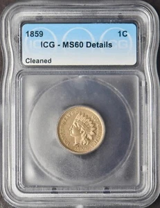 1859 Indian Head Cent - ICG MS60 Details - ✪COINGIANTS✪ - Picture 1 of 2
