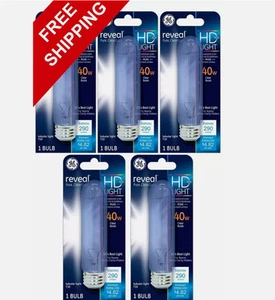 GE Lamps 48707 40-Watt Reveal Tubular T10 1CD 5pack Light Bulbs - Picture 1 of 4