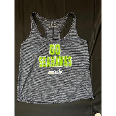 NFL 海军蓝/白色条纹西雅图海鹰队无袖赛车背心,尺寸 XL — 第 1/3 张图片