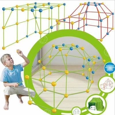 MARKENLOS 175 Stück DIY Bauen Kinder Zelt Höhle Set Geschenk Bausteine Spielzeug Party DE