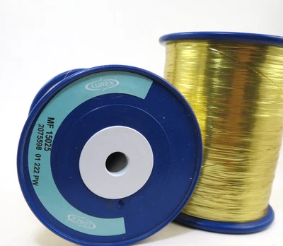 Lurex Flat Gold Film 1/100" Aluminum Backed Nm 56 178 Dtex 355grs 2 Spools - Image 1 of 4