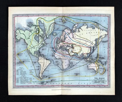 Mapa SPCK 1847 por Archer World From Eden to Roman Crusades Descubrimiento de América Foto 1 de 4