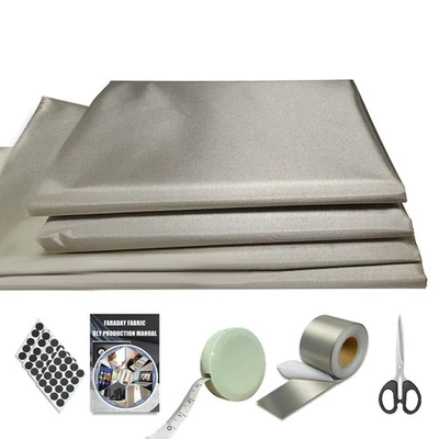 Faraday Fabric 43" W×236" L(Big 6 Yards)+1.18" W×314" L Faraday Tape, Faraday... - Immagine 1 di 4