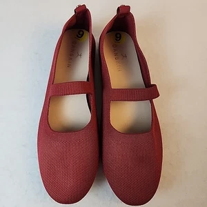 Danskin Glanz Strick EUC burgunderrot Ballerinas bequeme Schuhe 9 M - Bild 1 von 7