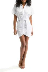 ASILIO Size 8 'Word Of Advice' White Cotton Poplin Wrap Shirt Dress - Picture 1 of 7