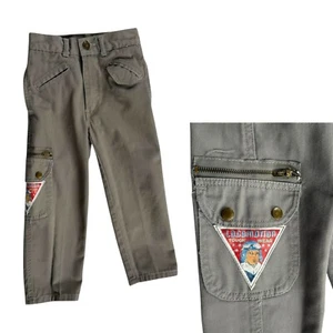 Vtg 80s Locomotion tough gear Kids Gray Cargo Pants boys size 4 aviator - Picture 1 of 5