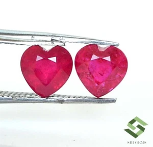 6x6 mm Natural Ruby Heart Shape Cut Pair 2.34 CTS Mozambique Loose Gemstones GF - Picture 1 of 8