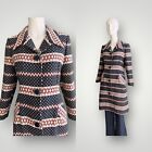 60s Vintage fair isle tapestry coat | vintage mod overcoat | Small