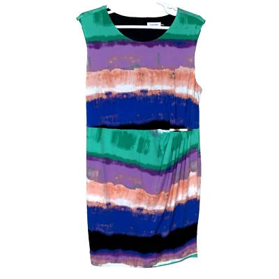 Calvin Klein Womens 2X Shift Dress Sleeveless Multicolor Office Career Spring - Image 1 of 4