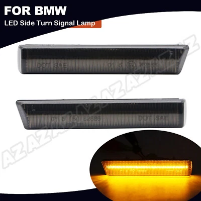 2X For BMW E46 01-06 3 Series E38 Smoke LED Amber Turn Signal Side Marker Light Foto 1 de 4