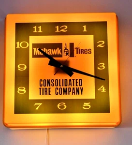 Mohawk Tire Advertising Clock Gas Service Station Vintage NASCAR garage RARE - Picture 1 of 21