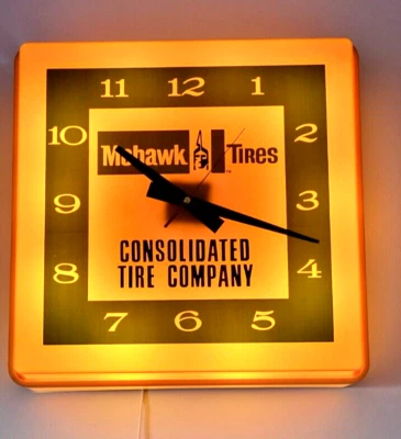 Mohawk Tire Advertising Clock Gas Service Station Vintage NASCAR garage RARE - Image 1 of 4