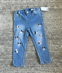 Youth Girls H&M Mickey Mouse Denim Jeans 3T Blue Q8 - Picture 1 of 8