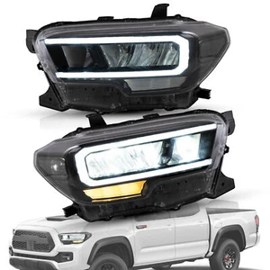 2PCS Full LED Headlights Clear Reflector DRL For 2016-2022 2023 Toyota Tacoma US - Picture 1 of 9