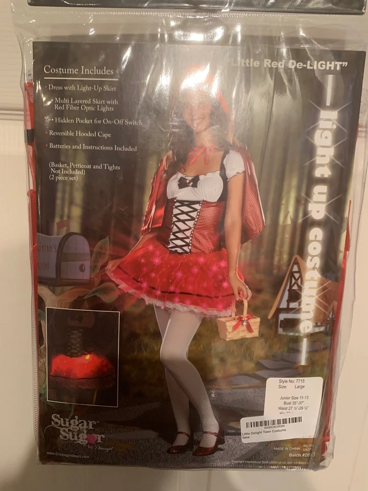 Nuevo Dreamgirl Pequeño Rojo Desluz Disfraz Junior Talla Grande 11-13 Vestido y Capa Foto 1 de 4