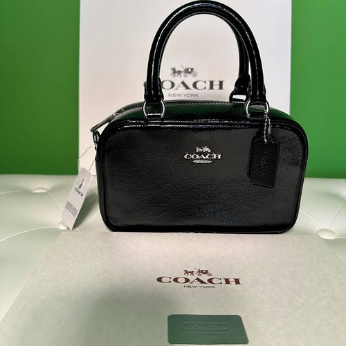 NUOVO + etichette! MINI BORSA COACH donna in pelle tracolla NERA CW190