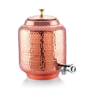 Hammered Copper Water Dispenser Matka Water Drinking Storage Pitchers 4 Ltr - Imagen 1 de 6