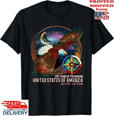 Camiseta USA 250 Aniversario 4 de Julio 1776-2026 American Bald Eagle, Camiseta Unisex Foto 1 de 4