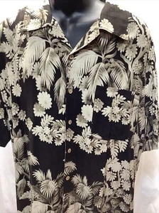 Camisa Hawaiana Breakwater De Colección - Para Hombre XL/2XL Seda Cruda - Marrón Tostado Palmera Flora - Imagen 1 de 4