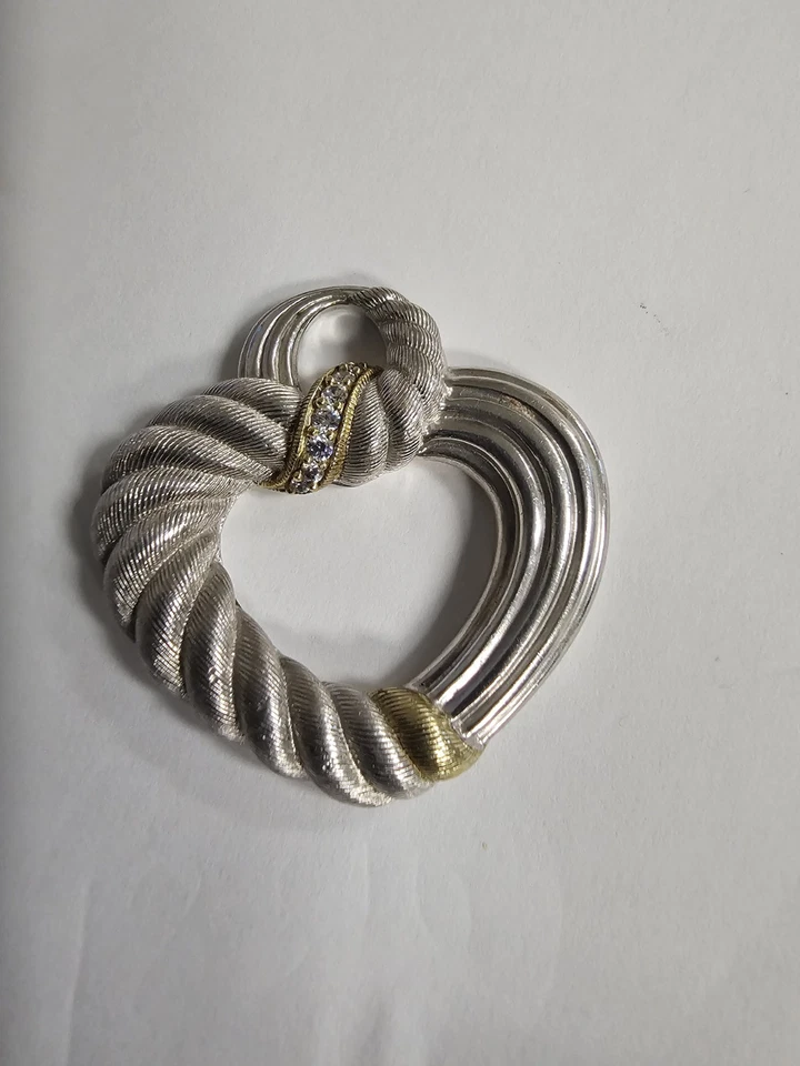 Judith Ripka Sterling Silver 925   Open Heart Pendant 1.5" Long 17grams — 第 1/4 张图片