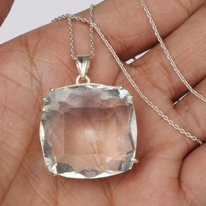 Cushion Cut White Topaz 75 Ct. 925 Sterling Silver Pendant Women’s Summer Gift - Picture 1 of 4