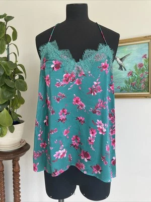 Camiseta sin mangas Cami NYC para mujer de encaje de seda con estampado floral talla S romántica suave fluida Foto 1 de 4